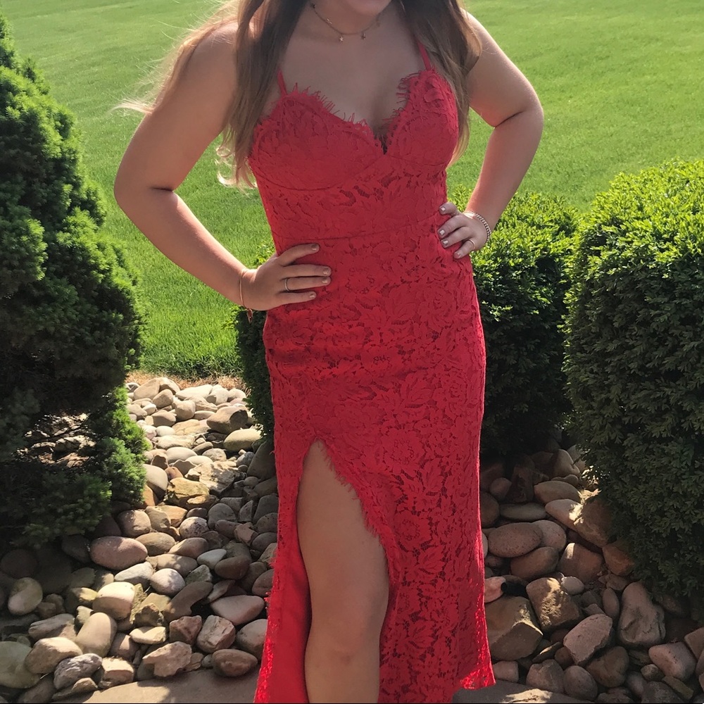 Red Lace Prom Dress